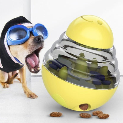 Yellow Interactive Spinning Dog Treat Dispenser.