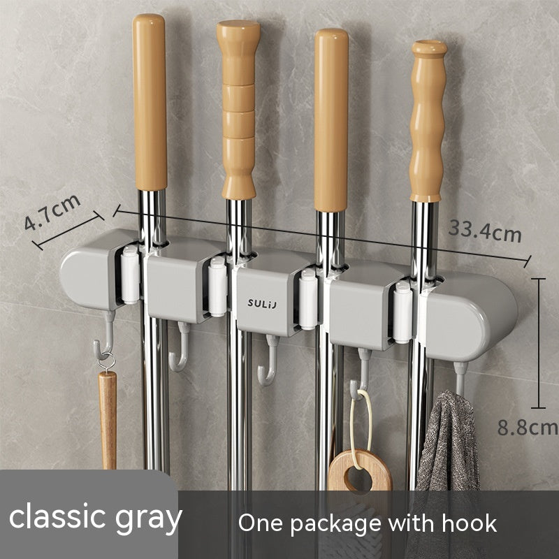 Mop Clip Hook Wall Hanging Free Punch Mop Rack Bathroom Mop Storage Hook Mop Rack Fixed Buckle